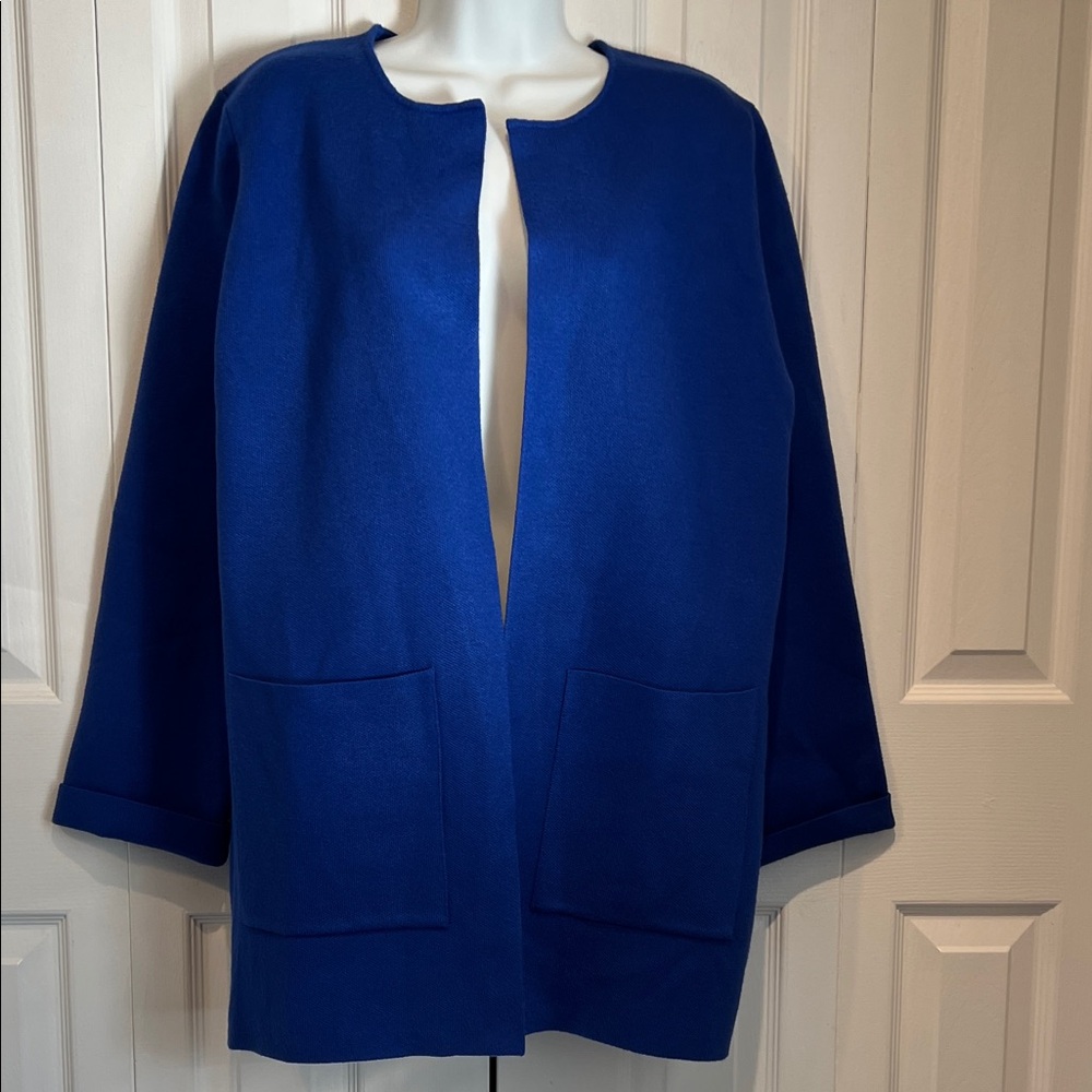 Pink Martini “Moira” Royal Blue‎ Open Face Cardigan Sweater Size M NWT